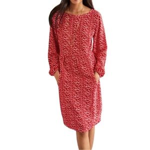 Boden | Serena Ditsy Floral Above Knee Dress Long Sleeves Red White Size 4